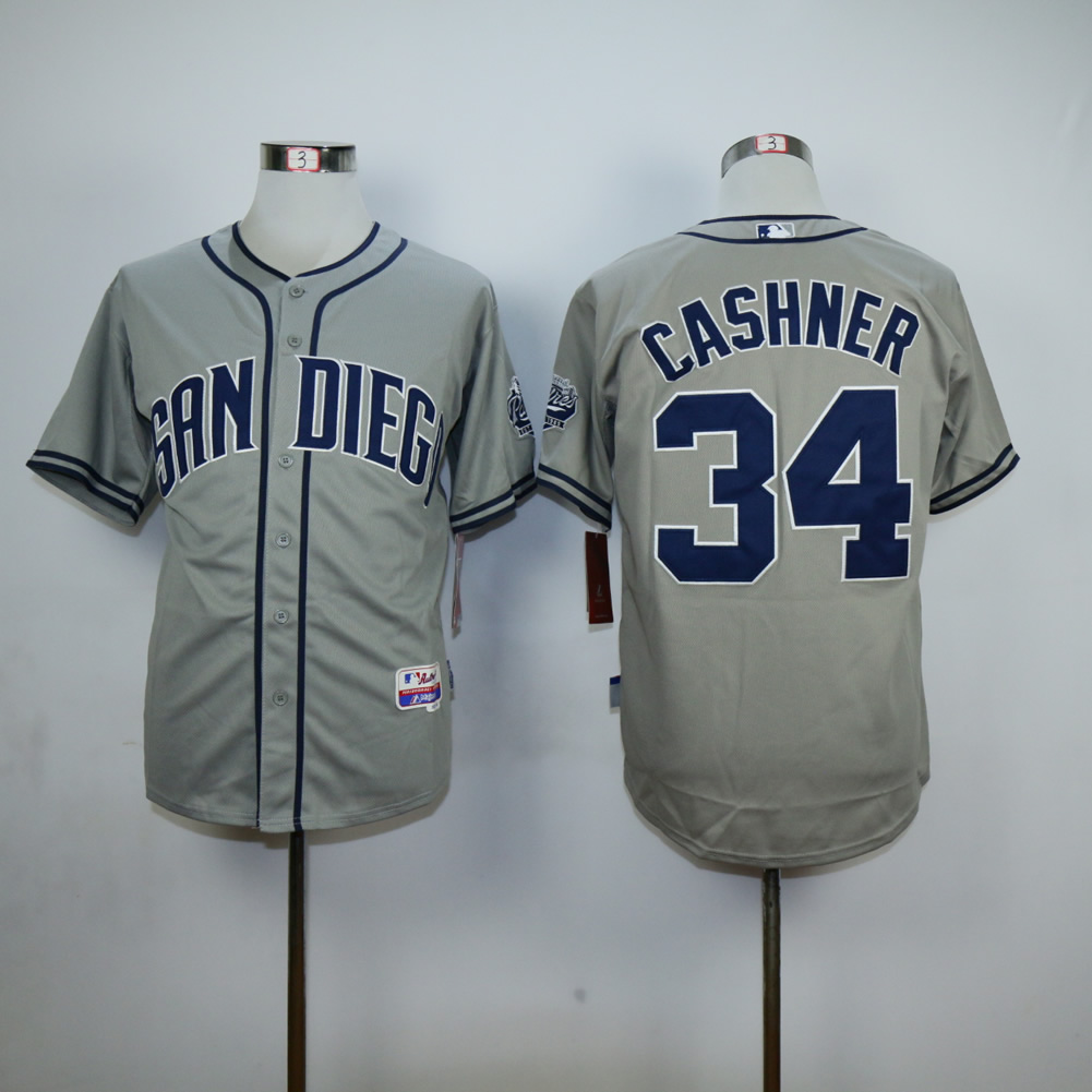 Men San Diego Padres #34 Cashner Grey MLB Jerseys